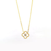 Elegant Enamel Clover Pendant with Crystal Center